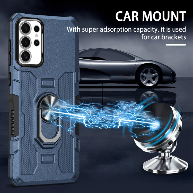 For Samsung Galaxy S25 Ultra 5G Ring Holder Armor Hybrid Phone Case