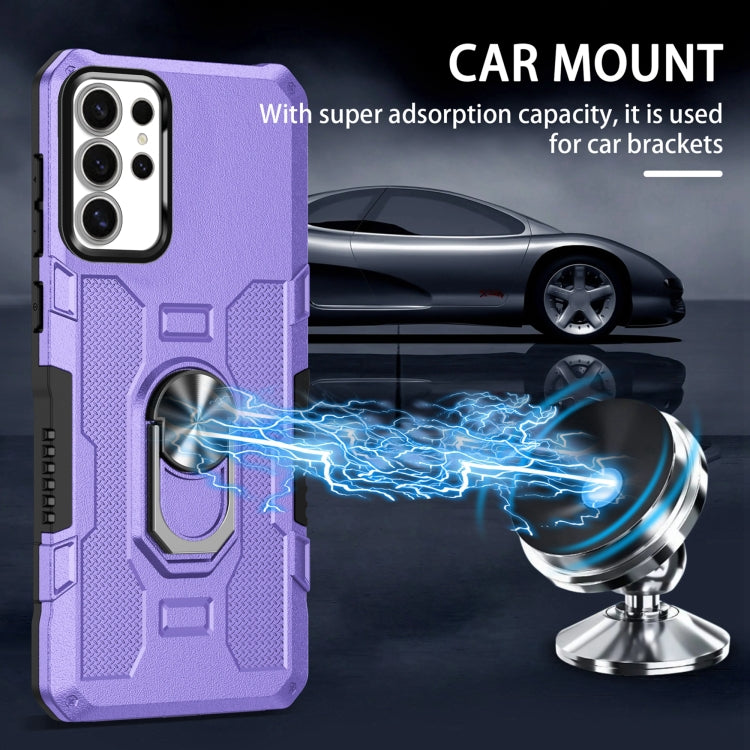 For Samsung Galaxy S25 Ultra 5G Ring Holder Armor Hybrid Phone Case
