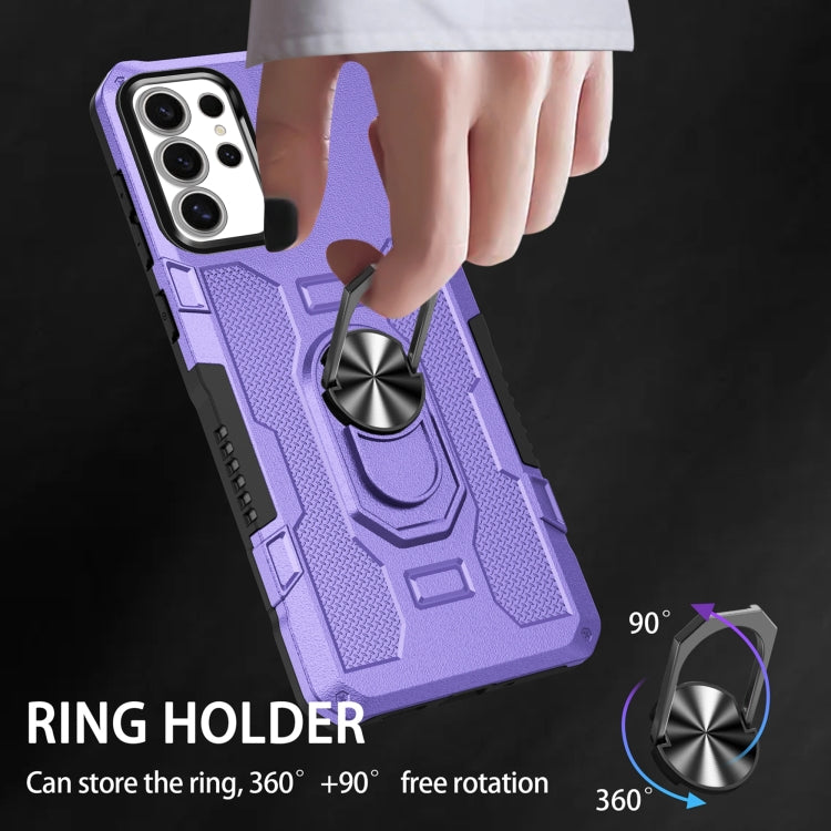 For Samsung Galaxy S25 Ultra 5G Ring Holder Armor Hybrid Phone Case