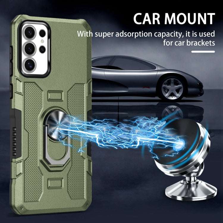 For Samsung Galaxy S24 Ultra 5G Ring Holder Armor Hybrid Phone Case