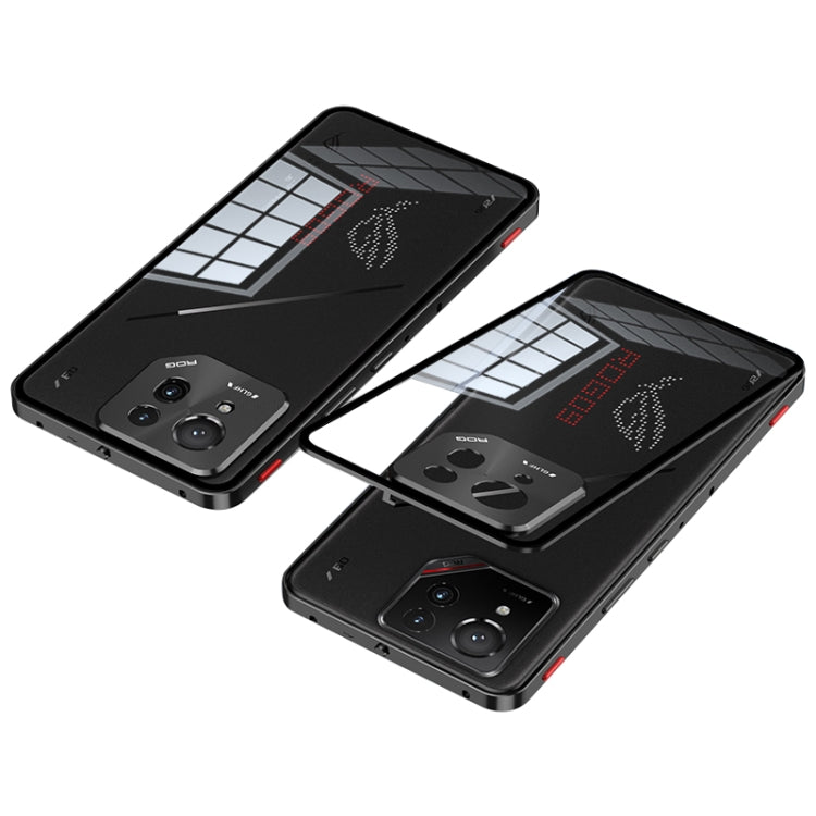 For  ASUS ROG Phone 9 Pro Snap Buckle Metal Frame Glass Back Panel Phone Case