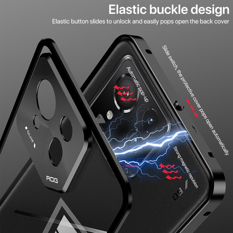 For  ASUS ROG Phone 9 Pro Snap Buckle Metal Frame Glass Back Panel Phone Case