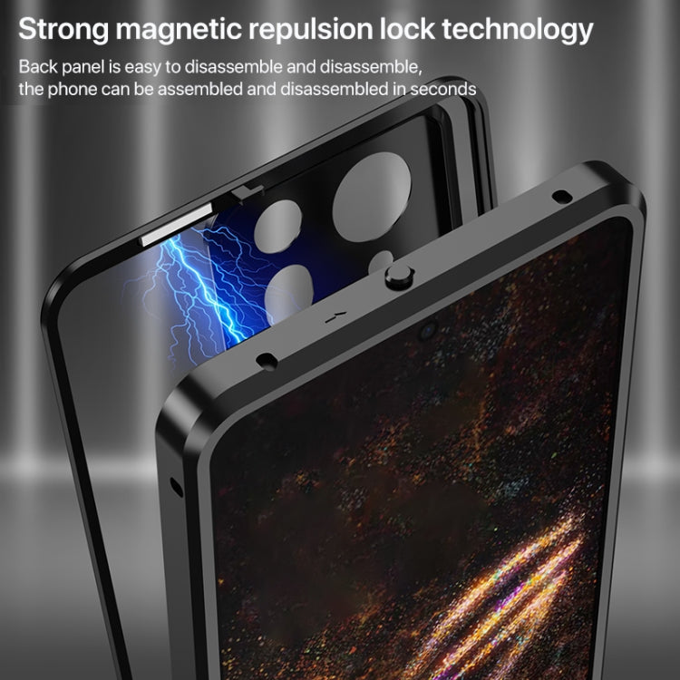 For  ASUS ROG Phone 9 Pro Snap Buckle Metal Frame Glass Back Panel Phone Case