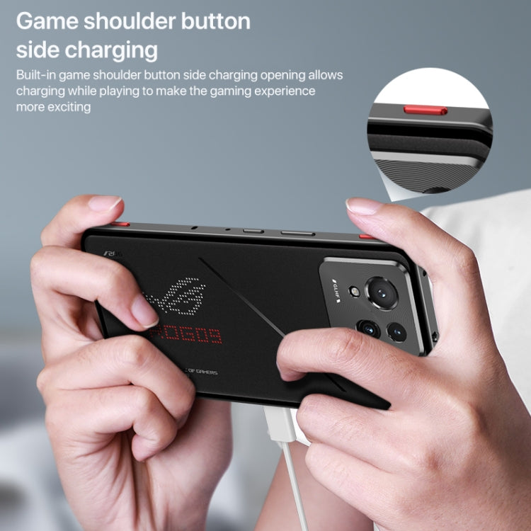 For  ASUS ROG Phone 9 Pro Snap Buckle Metal Frame Glass Back Panel Phone Case