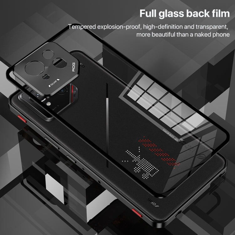 For  ASUS ROG Phone 9 Pro Snap Buckle Metal Frame Glass Back Panel Phone Case