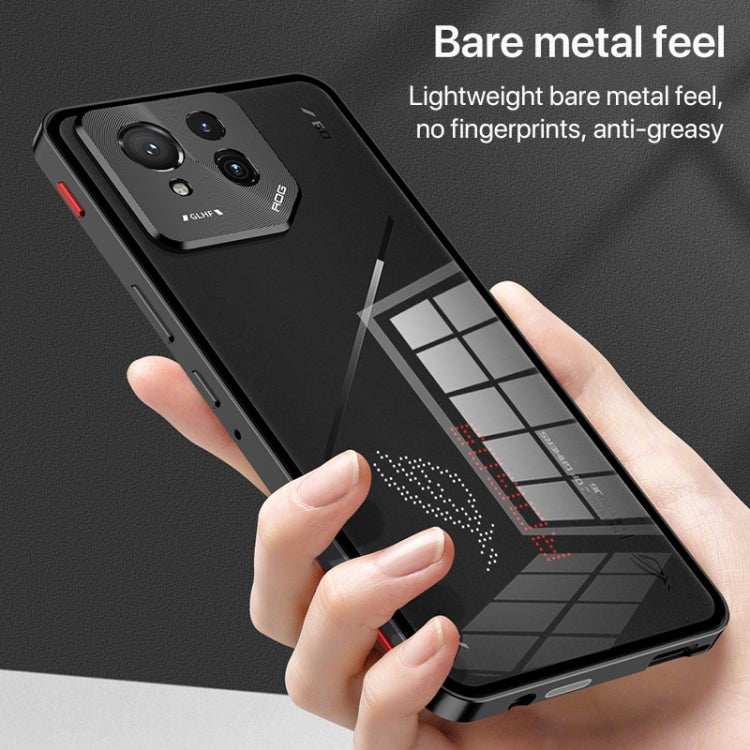For  ASUS ROG Phone 9 Pro Snap Buckle Metal Frame Glass Back Panel Phone Case