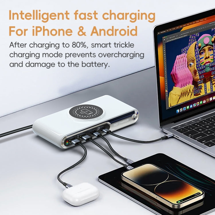 F9A 6 in 1 72W Multifunctional Smart Charger with LED Ambient Light, Plug:US Plug