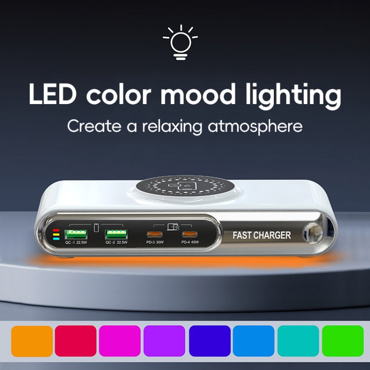 F9A 6 in 1 72W Multifunctional Smart Charger with LED Ambient Light, Plug:UK Plug
