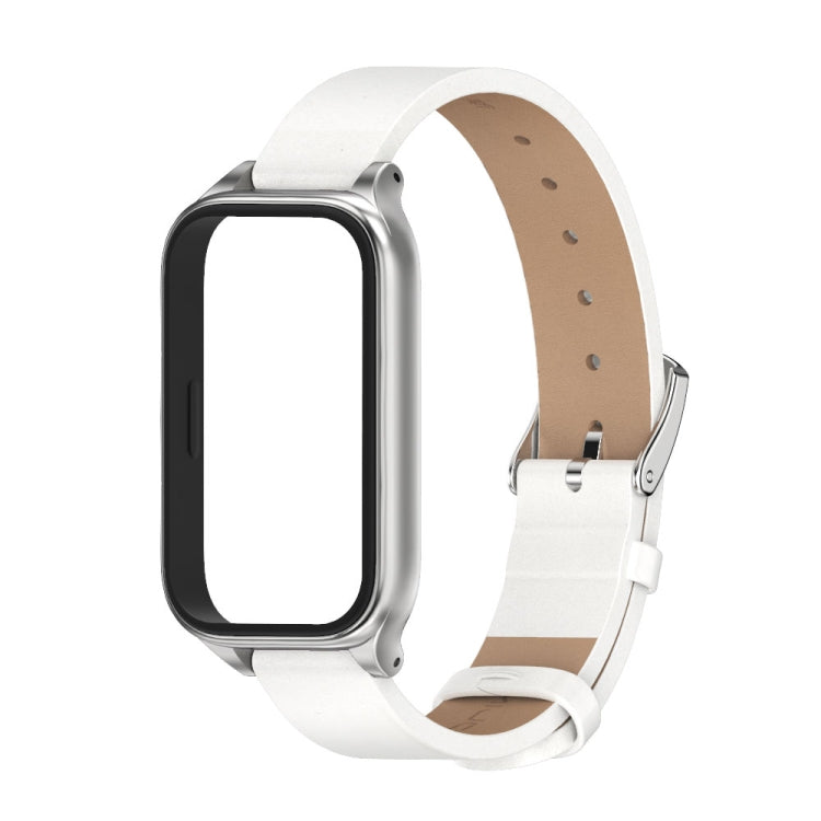 For Xiaomi Smart Band 9 Active / Redmi Band 3 Mijobs Metal Shell Microfiber PU Leather Watch Band