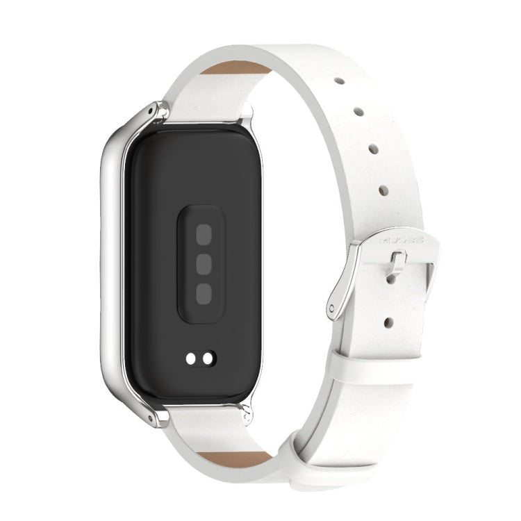 For Xiaomi Smart Band 9 Active / Redmi Band 3 Mijobs Metal Shell Microfiber PU Leather Watch Band