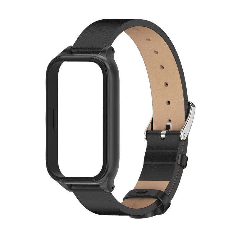 For Xiaomi Smart Band 9 Active / Redmi Band 3 Mijobs Metal Shell Microfiber PU Leather Watch Band