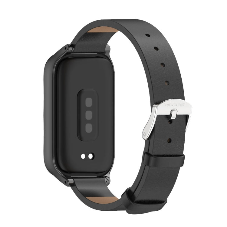 For Xiaomi Smart Band 9 Active / Redmi Band 3 Mijobs Metal Shell Microfiber PU Leather Watch Band
