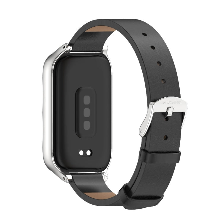 For Xiaomi Smart Band 9 Active / Redmi Band 3 Mijobs Metal Shell Microfiber PU Leather Watch Band