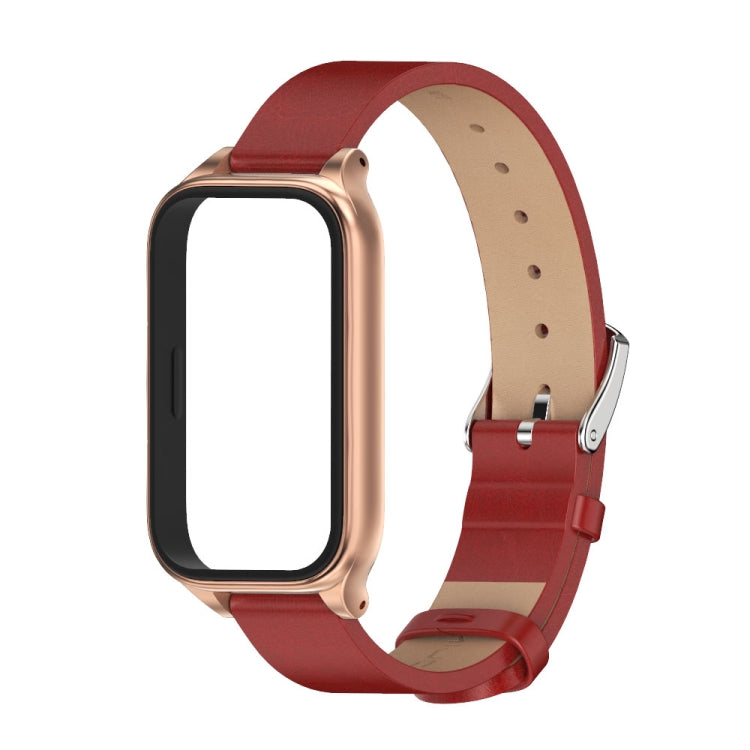 For Xiaomi Smart Band 9 Active / Redmi Band 3 Mijobs Metal Shell Microfiber PU Leather Watch Band