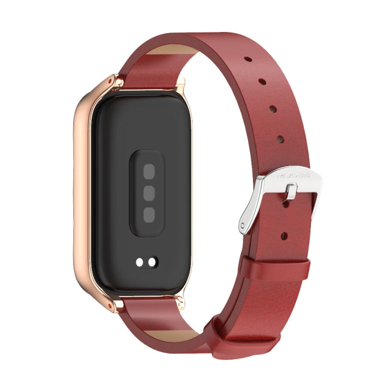 For Xiaomi Smart Band 9 Active / Redmi Band 3 Mijobs Metal Shell Microfiber PU Leather Watch Band