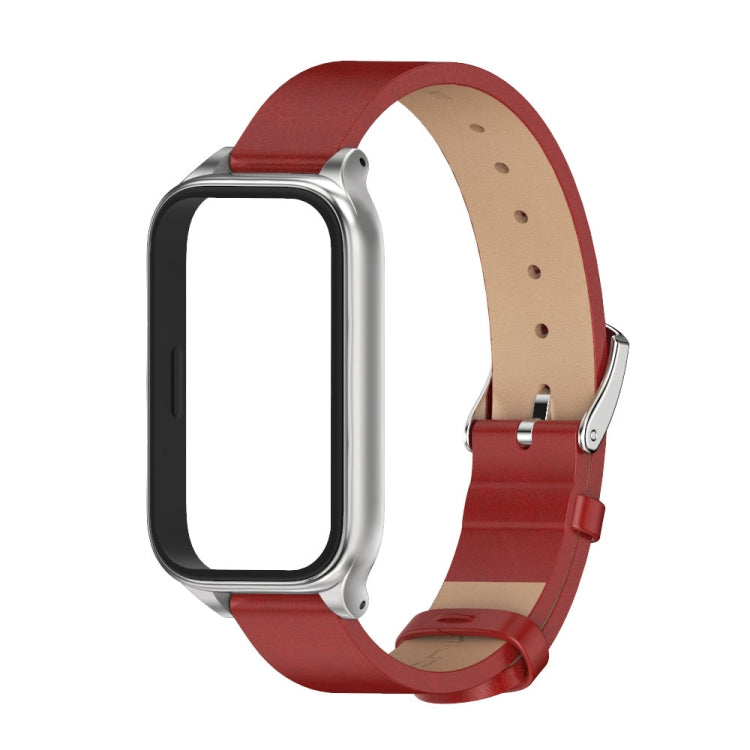 For Xiaomi Smart Band 9 Active / Redmi Band 3 Mijobs Metal Shell Microfiber PU Leather Watch Band