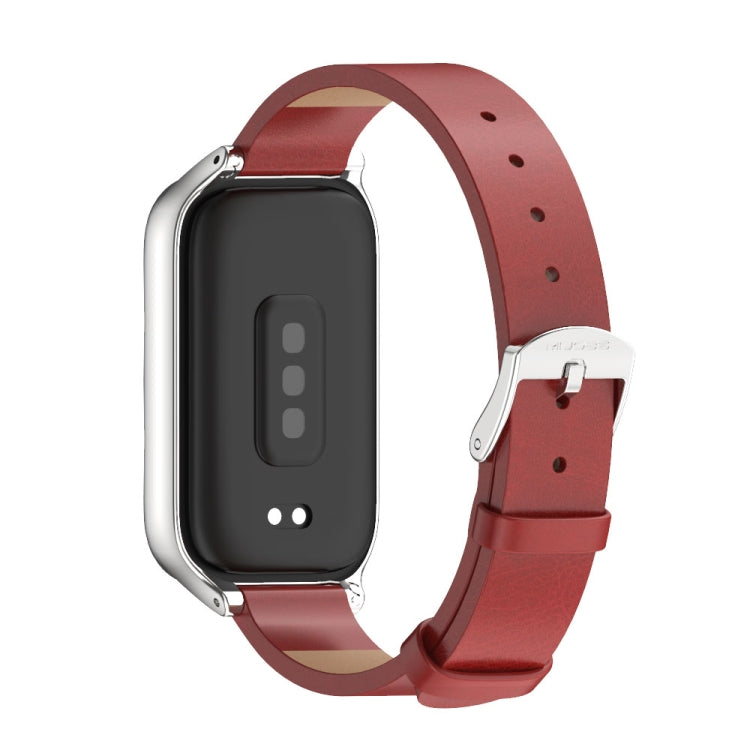 For Xiaomi Smart Band 9 Active / Redmi Band 3 Mijobs Metal Shell Microfiber PU Leather Watch Band