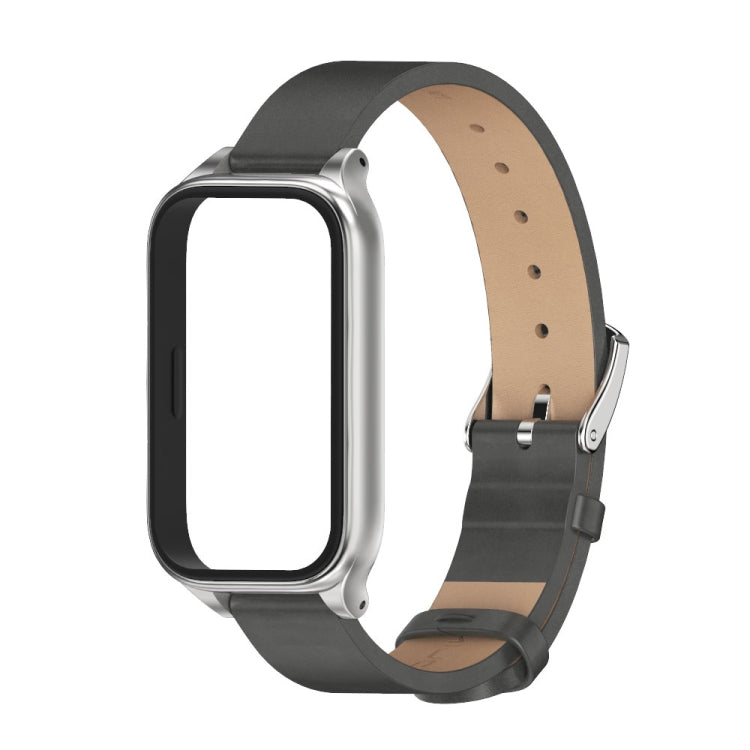 For Xiaomi Smart Band 9 Active / Redmi Band 3 Mijobs Metal Shell Microfiber PU Leather Watch Band