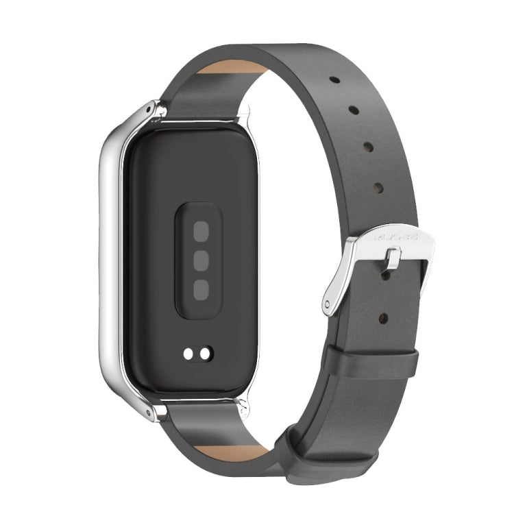 For Xiaomi Smart Band 9 Active / Redmi Band 3 Mijobs Metal Shell Microfiber PU Leather Watch Band