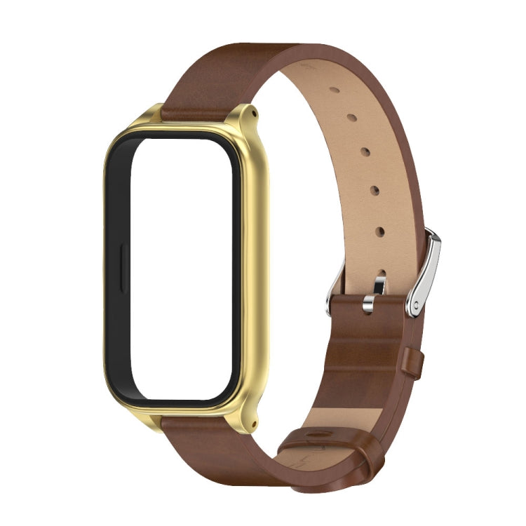 For Xiaomi Smart Band 9 Active / Redmi Band 3 Mijobs Metal Shell Microfiber PU Leather Watch Band