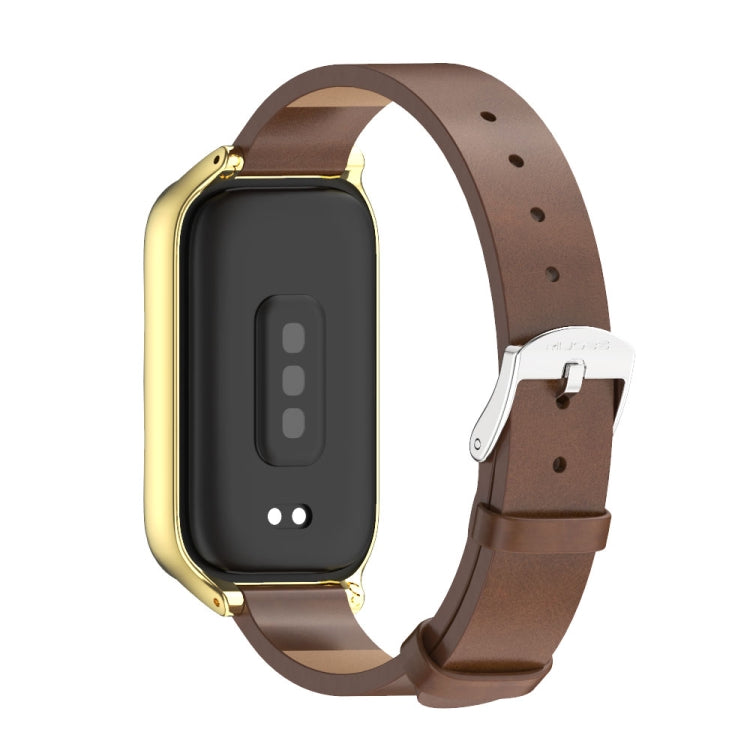 For Xiaomi Smart Band 9 Active / Redmi Band 3 Mijobs Metal Shell Microfiber PU Leather Watch Band