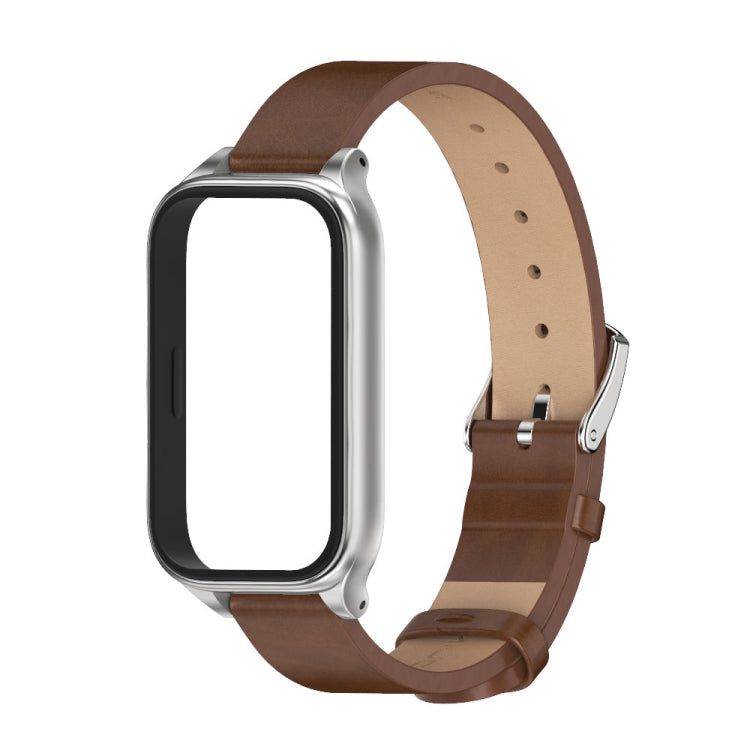 For Xiaomi Smart Band 9 Active / Redmi Band 3 Mijobs Metal Shell Microfiber PU Leather Watch Band