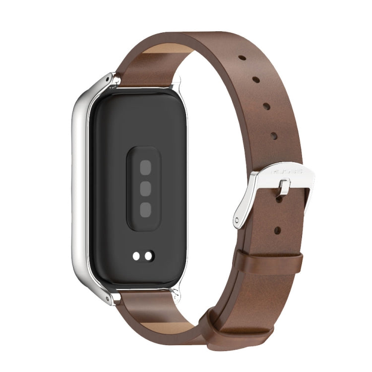 For Xiaomi Smart Band 9 Active / Redmi Band 3 Mijobs Metal Shell Microfiber PU Leather Watch Band