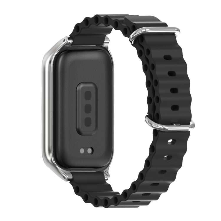 For Xiaomi Smart Band 9 Active / Redmi Band 3 Mijobs Metal Shell Marine Silicone Watch Band