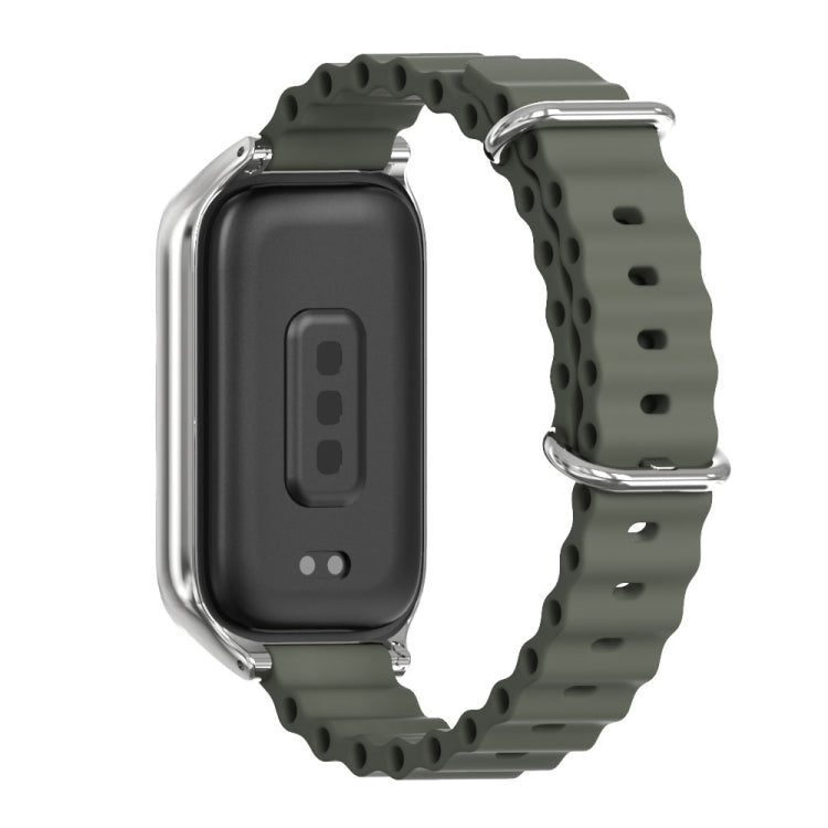 For Xiaomi Smart Band 9 Active / Redmi Band 3 Mijobs Metal Shell Marine Silicone Watch Band
