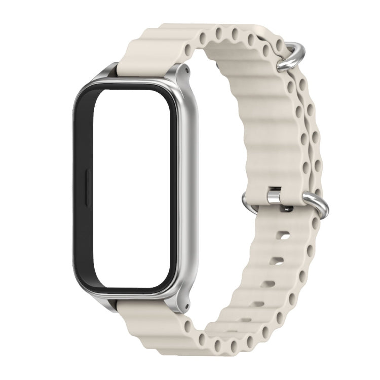 For Xiaomi Smart Band 9 Active / Redmi Band 3 Mijobs Metal Shell Marine Silicone Watch Band