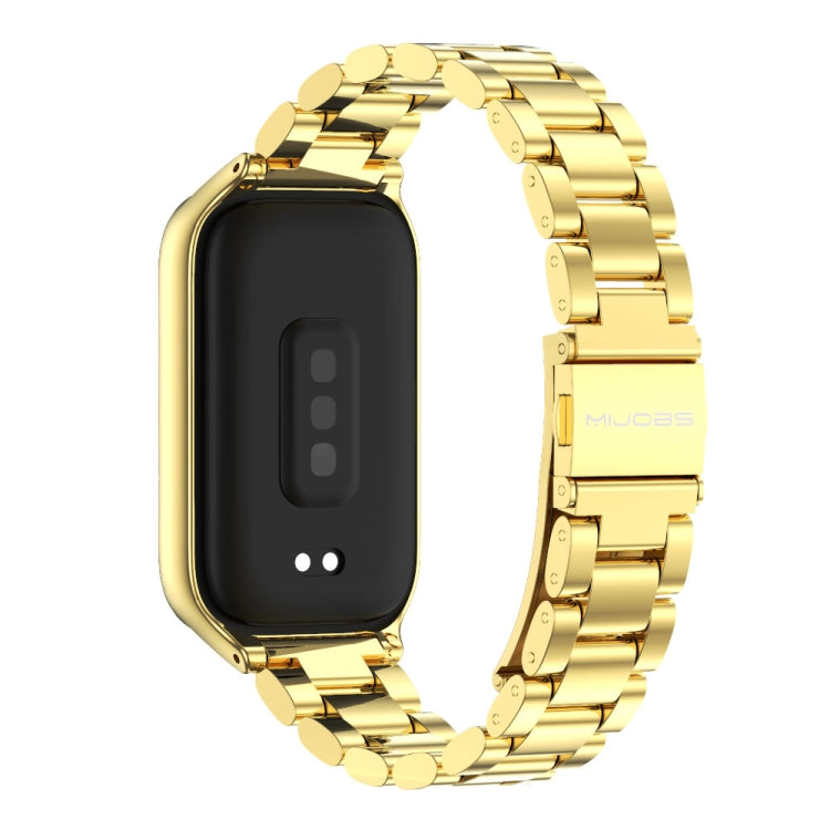 For Xiaomi Smart Band 9 Active / Redmi Band 3 Mijobs Metal Shell Three-Bead Stainless Steel Watch Band