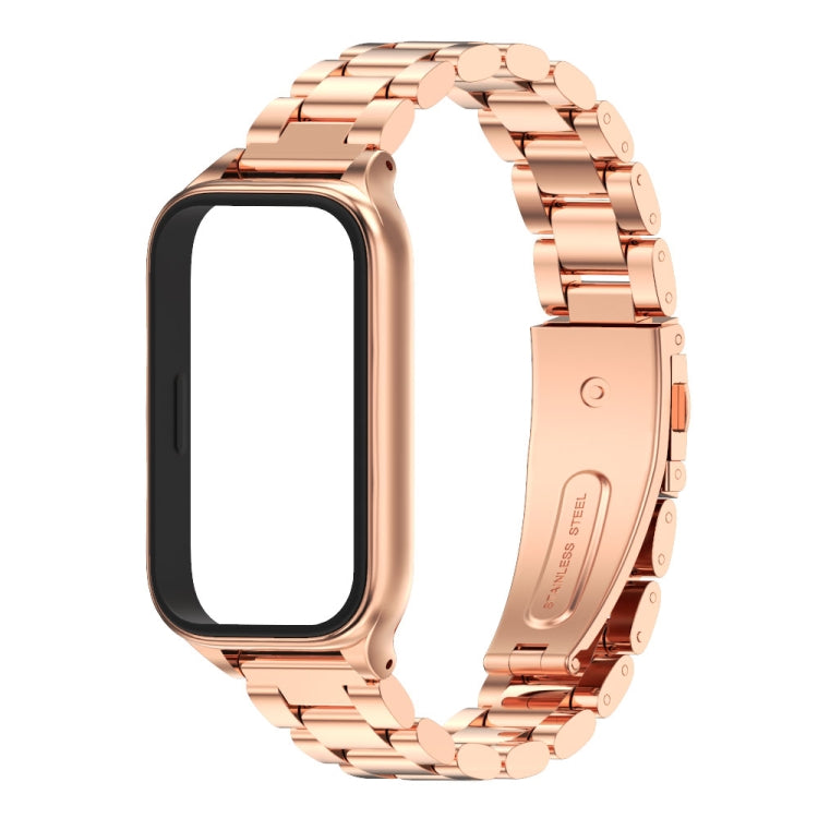 For Xiaomi Smart Band 9 Active / Redmi Band 3 Mijobs Metal Shell Three-Bead Stainless Steel Watch Band