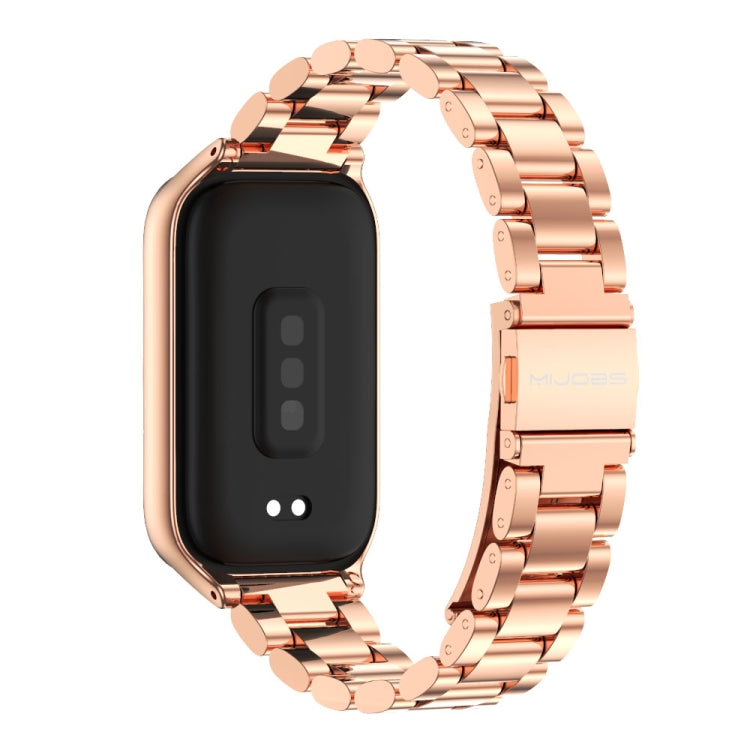 For Xiaomi Smart Band 9 Active / Redmi Band 3 Mijobs Metal Shell Three-Bead Stainless Steel Watch Band