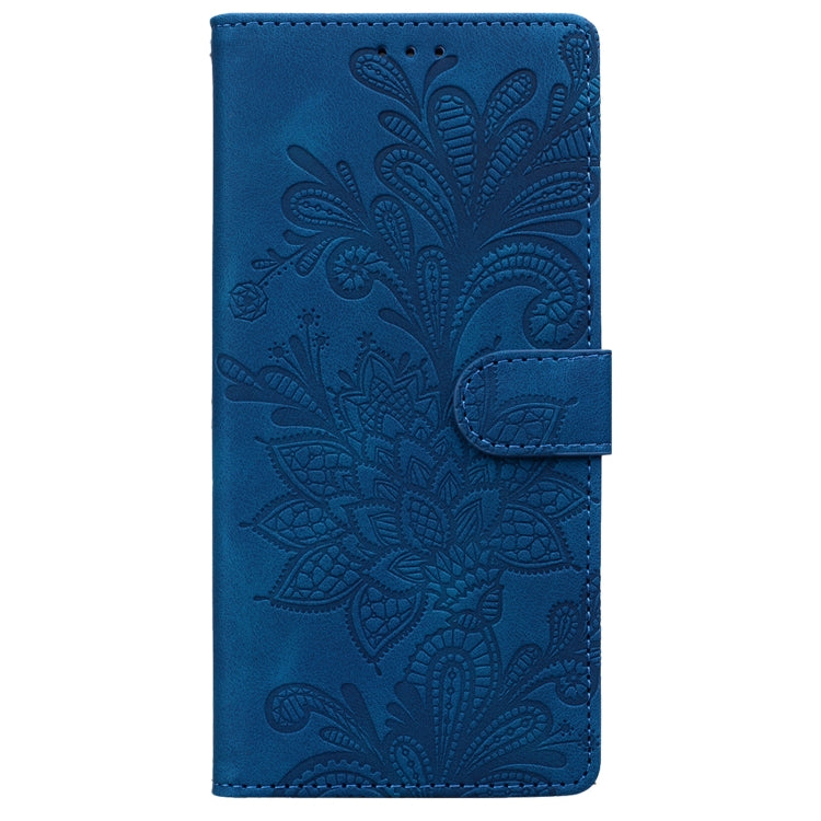 For Motorola Moto G Power 2023 Lace Floral Embossed Magnetic Buckle PU Phone Case With Wrist Strap