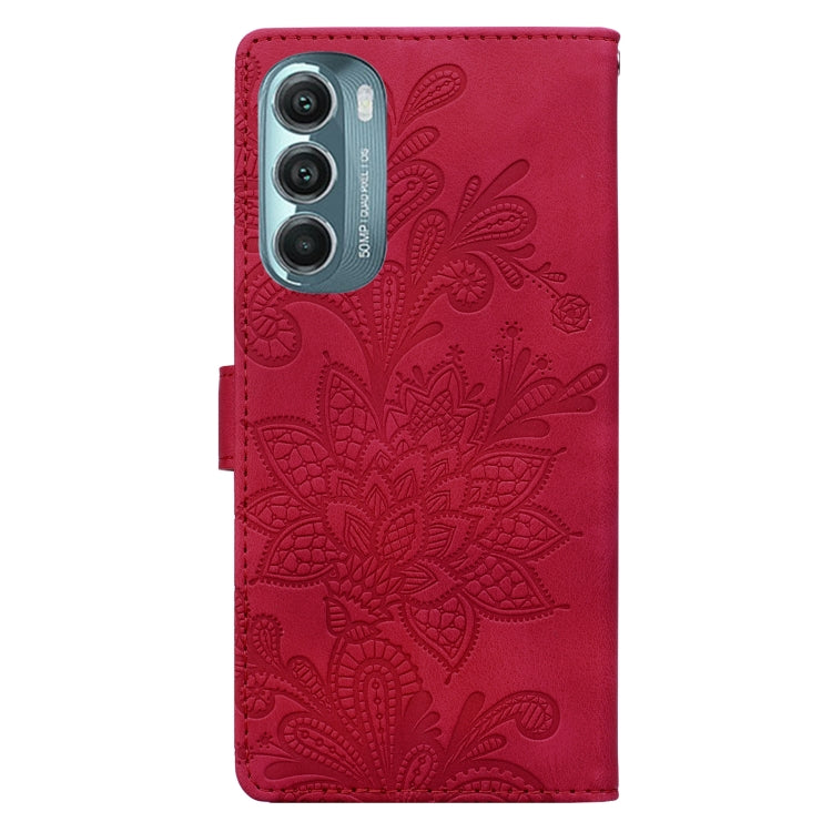 For Motorola Moto G Stylus 5G 2022 Lace Floral Embossed Magnetic Buckle PU Phone Case With Wrist Strap