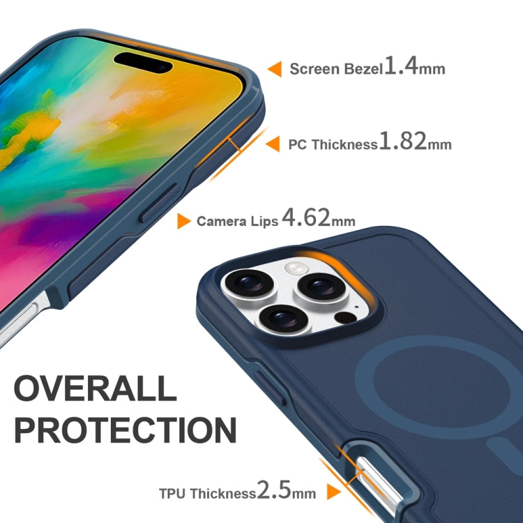 For iPhone 16 Pro Max Shockproof MagSafe Armor PC Hybrid TPU Phone Case