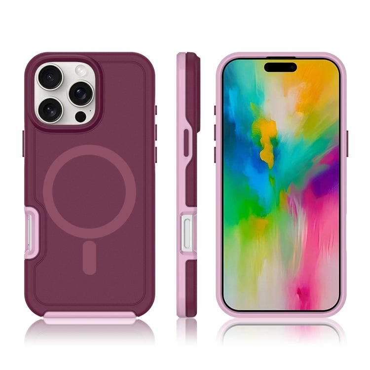For iPhone 16 Pro Max Shockproof MagSafe Armor PC Hybrid TPU Phone Case