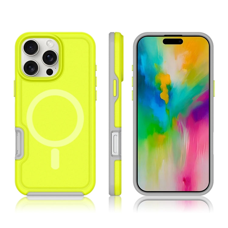 For iPhone 16 Pro Max Shockproof MagSafe Armor PC Hybrid TPU Phone Case