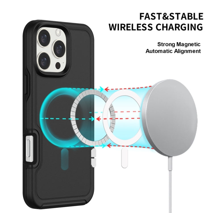 For iPhone 16 Pro Shockproof MagSafe Armor PC Hybrid TPU Phone Case