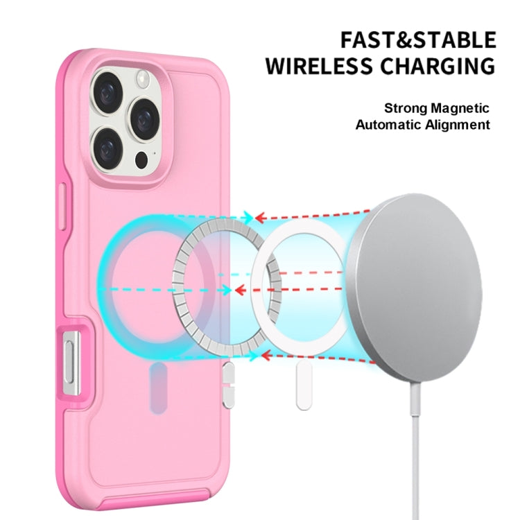 For iPhone 16 Pro Shockproof MagSafe Armor PC Hybrid TPU Phone Case