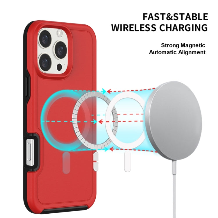 For iPhone 16 Pro Shockproof MagSafe Armor PC Hybrid TPU Phone Case