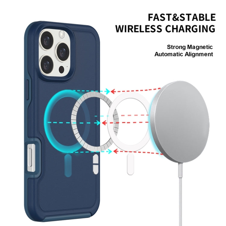 For iPhone 16 Pro Shockproof MagSafe Armor PC Hybrid TPU Phone Case