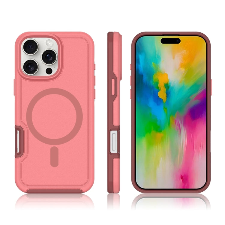 For iPhone 16 Pro Shockproof MagSafe Armor PC Hybrid TPU Phone Case