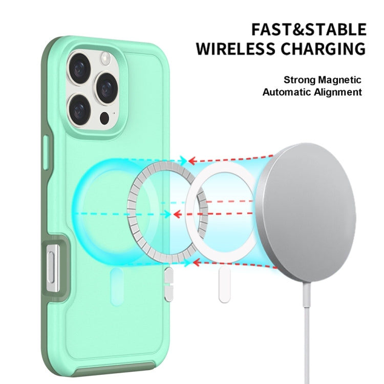 For iPhone 16 Pro Shockproof MagSafe Armor PC Hybrid TPU Phone Case