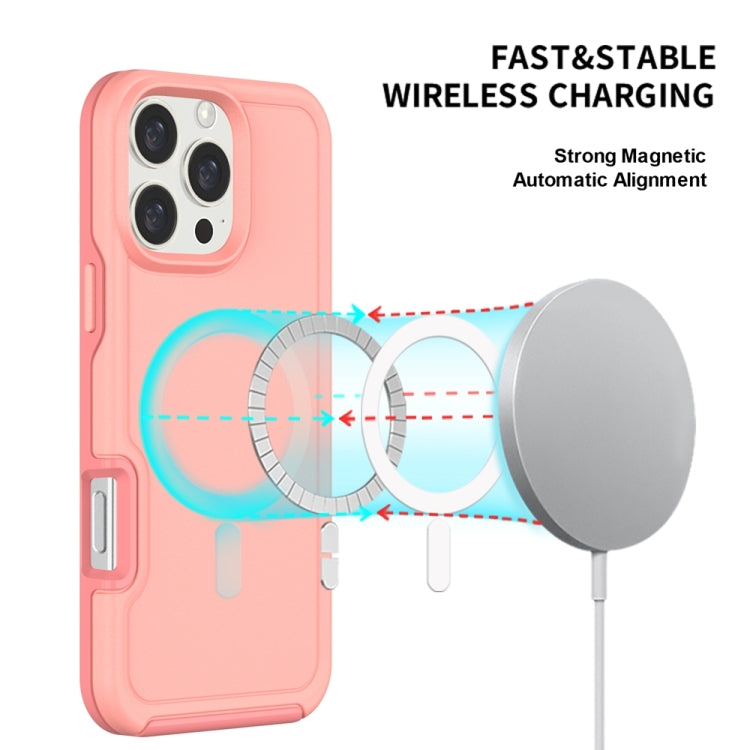 For iPhone 16 Pro Shockproof MagSafe Armor PC Hybrid TPU Phone Case