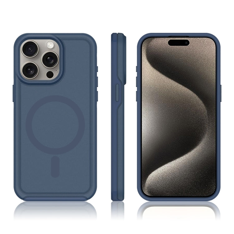 For iPhone 15 Pro Max Shockproof MagSafe Armor PC Hybrid TPU Phone Case