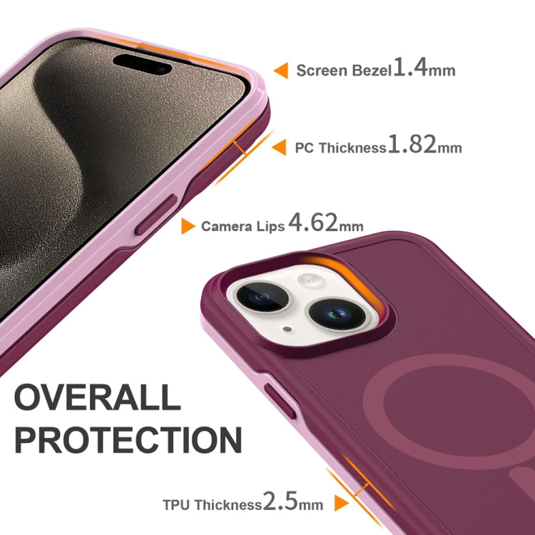 For iPhone 15 Plus Shockproof MagSafe Armor PC Hybrid TPU Phone Case