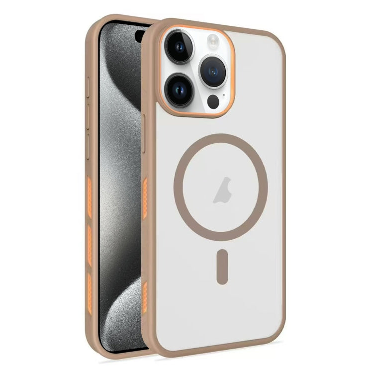 For iPhone 15 Pro Max Frosted Translucent Side Ice Fog Cooling MagSafe Phone Case