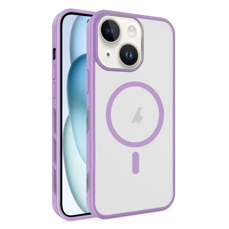 For iPhone 15 Plus Frosted Translucent Side Ice Fog Cooling MagSafe Phone Case