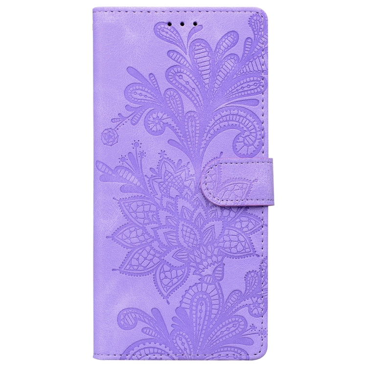 For Samsung Galaxy S21+ 5G Lace Floral Embossed Magnetic Buckle PU Phone Case With Wrist Strap